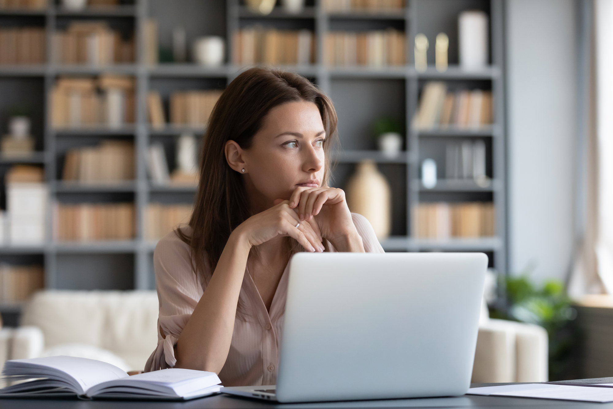 Woman thinking about filing for divorce